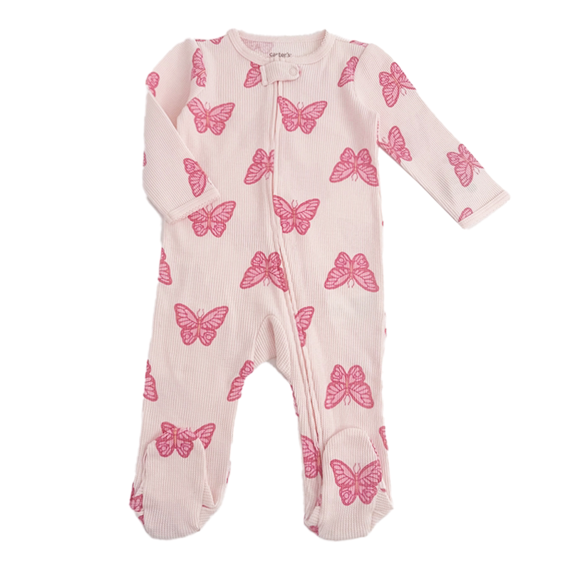 Carter's新生儿长袖长裤婴幼儿连体衣蝴蝶女宝宝爬行服连脚包屁衣