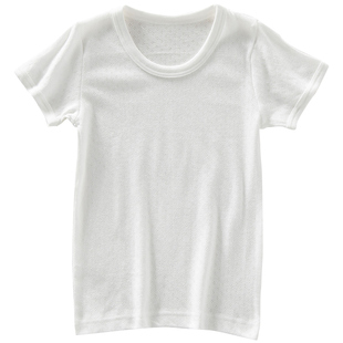 日系童装汗衫儿童半袖短袖T恤宝宝小男童纯白色纯棉上衣透气速干