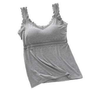 莫代尔蕾丝吊带背心女防走光带胸垫抹胸内衣女性感美背内搭打底衫