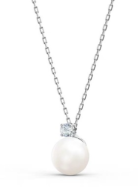 秋冬简约珍珠项链新款灰色吊坠女