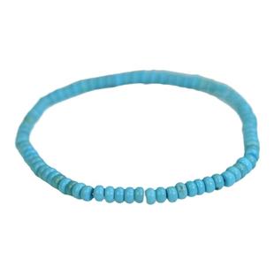 湖北原矿天然绿松石4MM极细款手链手串女款 松紧绳送礼物正品保真