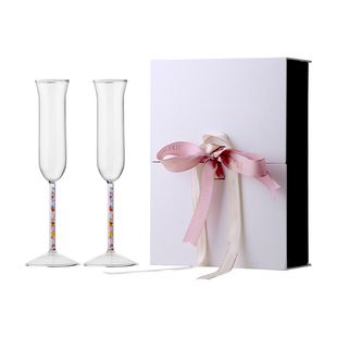 英国wvii 轻奢高档新婚礼物高脚气泡酒香槟酒杯子一对结婚diy礼盒