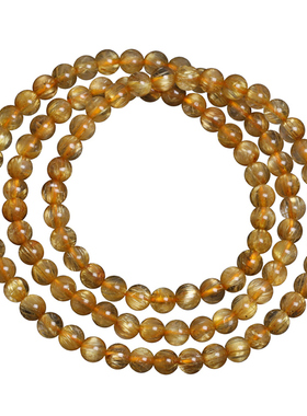 天然金发晶顺发三圈钛晶水晶手链