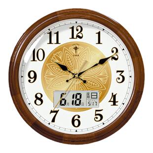 北极星挂钟实木客厅钟表简约创意轻音新中式挂墙石英钟家用时钟