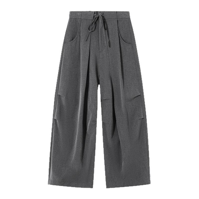 设计感褶皱西装裤休闲阔腿裤男女