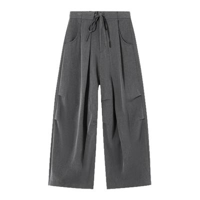 设计感褶皱西装裤休闲阔腿裤男女