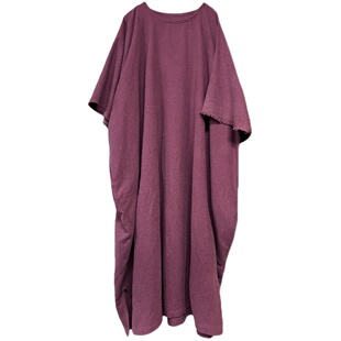 沉香布衣草堂 原创自制砂洗野生柞蚕丝大气宽松连衣长裙袍子