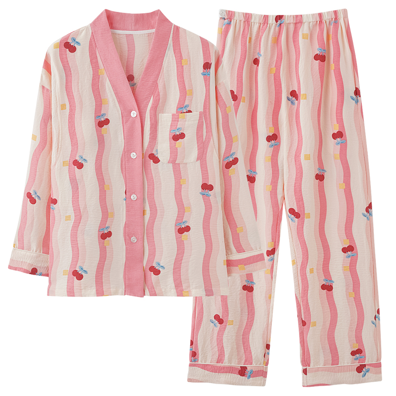 带胸垫月子服纯棉秋季产后产妇哺乳孕妇睡衣春秋10月份喂奶家居服