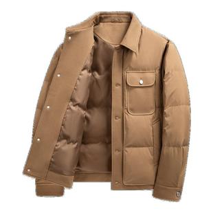 雪中飞2025冬新款男士短款羽绒服翻领衬衫领舒适时尚百搭商务休闲