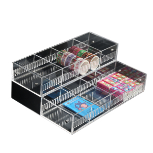 任意分隔亚克力橡皮架胶棒盒橡皮盒胶带收纳柜文具化妆品陈列架