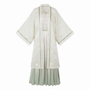 云藏月绣雪茉原创宋制绿色长褙子吊带汉服女装改良衫季款国风成人