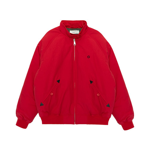 SoloForTwo 中古红色夹克立领正反两穿飞行服 秋冬羽绒宽松短外套
