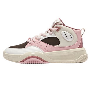 鸿星尔克擎天女鞋高帮板鞋秋季新款篮球文化休闲鞋皮面厚底运动鞋