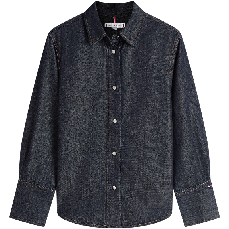 Tommy女莱赛尔混纺宽松牛仔衬衫