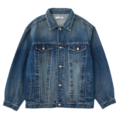 MOUSSY 春季新品复古休闲压褶宽松牛仔夹克外套010ISS11-2151