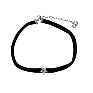 奥米迪奥新款丝绒choker短款五角星颈链项圈锁骨链项链颈带女黑色
