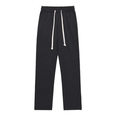 美式cleanfit拉链开叉黑色西裤男