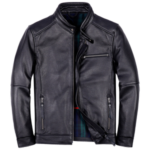 秋冬新款真皮皮衣男士商务休闲短款皮夹克头层牛皮立领夹棉皮外套