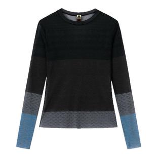 AR织锦纹网纱打底衫撞色修身长袖2026新款高级感内搭AlmondRocks