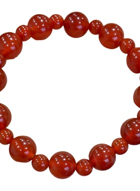 OkFineyard天然红玛瑙手串女复古高级感单双圈红色本命年手链礼物