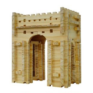 巧手鲁班榫卯结构积木实木质原木模型大颗粒小小建筑师凯旋门摆件