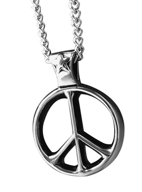 钛钢水波链男男项链反战和平标志