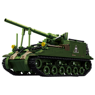 二战德国M40自行火炮积木军事重型坦克歼击车模型男孩子拼装玩具