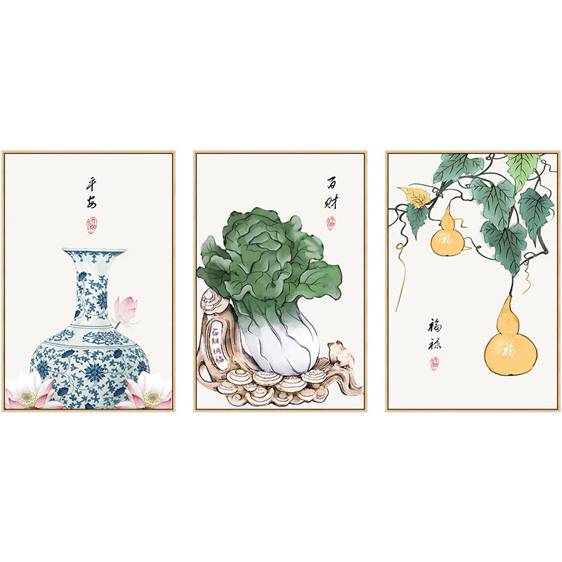 黛墨沙发背景中国风招财装饰画