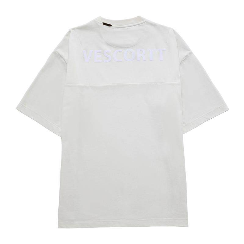 VESCORTT世高 植物染色240g精梳有机棉植绒印花中廓圆领短袖T恤男