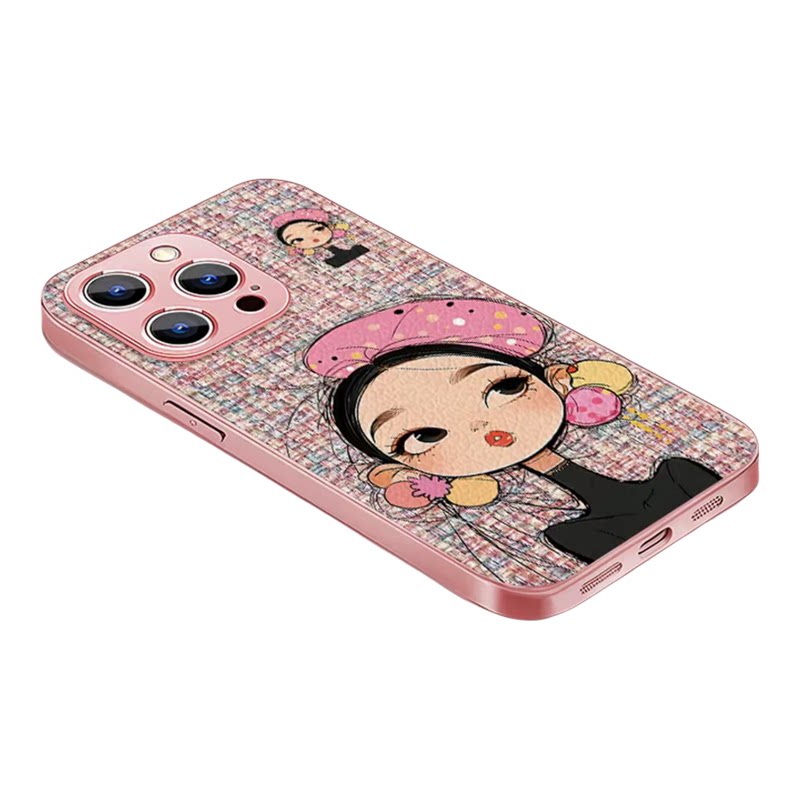 高贵女孩贴皮壳适用苹果iPhone/华为荣耀/OPPO/vivo/小米手机壳新款简约防摔硬壳带手链苹果15pro保护套女款