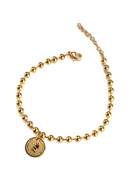 lucky轻奢小众金色硬币钛钢手链