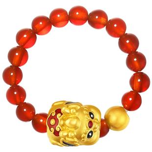潮宏基好事发生聚财吞金兽貔貅黄金玛瑙戒指足金串珠生日礼物
