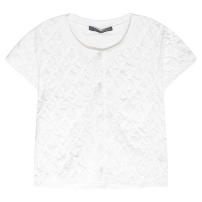 Heatherich T恤女2025年夏季新款简约圆领短袖单排扣上衣493988