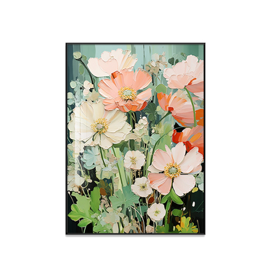 客厅挂画奶油抽象花卉大芬油画村