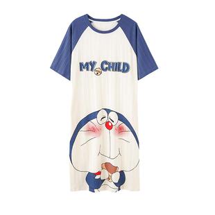 高级感睡裙女夏季薄款纯棉春秋天宽松可爱睡衣2025年新款连衣裙子