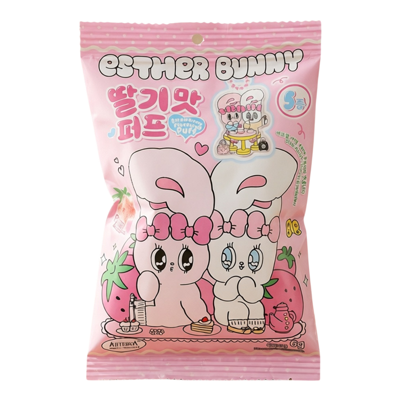 百威 香港进口艾丝乐小兔草莓味星星泡芙下午茶卡通可爱包装6克*6