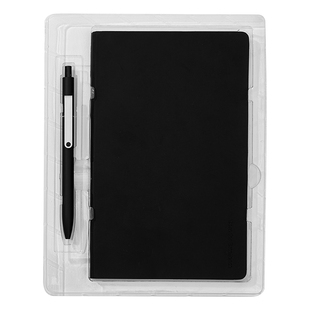 KACO A5简易笔记本套装商务礼盒 PU皮封面80g道林纸可平摊便携式记事本+点途0.5黑芯按动式中性笔