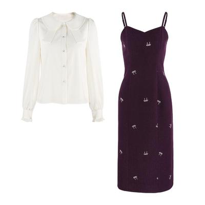 修身吊带裙连衣裙小香风套装裙子