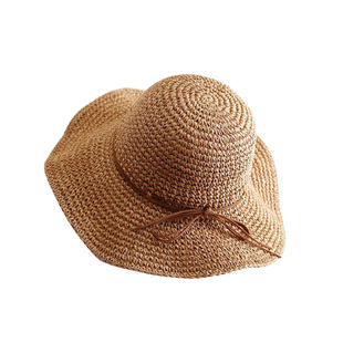 大头围可调型草帽系带镂空草编帽女夏防晒沙滩海边太阳帽遮阳帽子