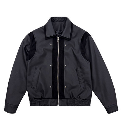 痞帅炸街皮衣男士超火皮夹克拼接