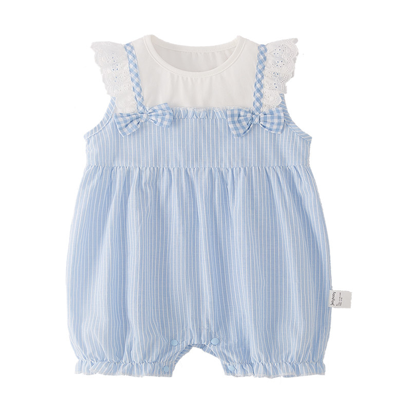 jellybaby女婴童连身衣夏季宝宝爬服飞袖新生儿衣服薄款儿童夏装