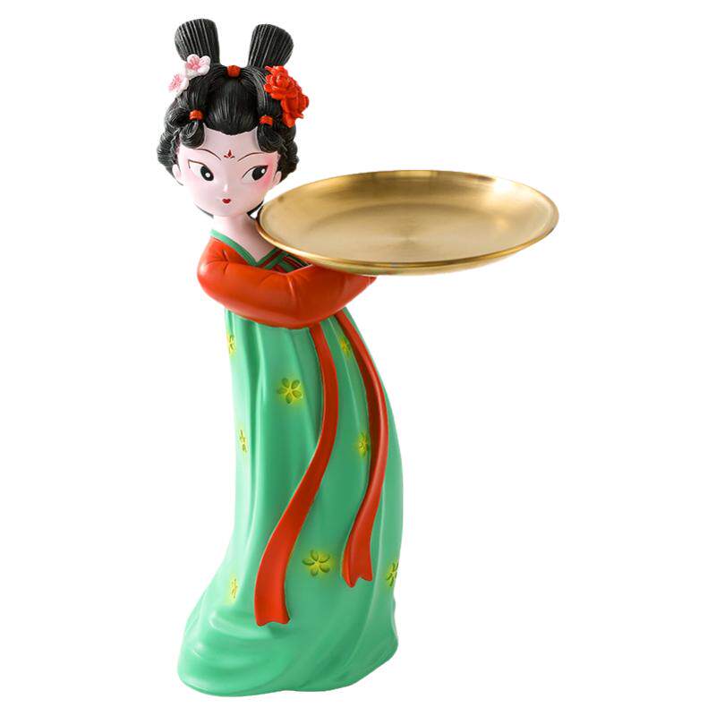 唐仕女创意古风玄关钥匙收纳摆件客厅新中式饰品托盘乔迁新居礼物