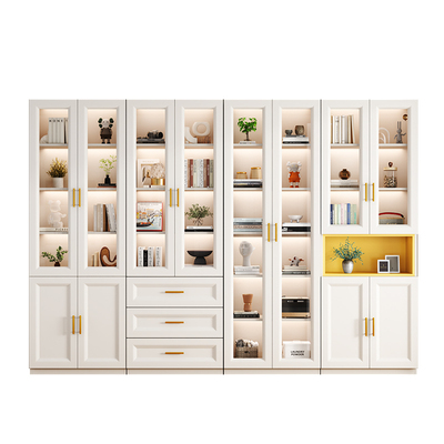 实木加厚板材生态板钢化玻璃书柜