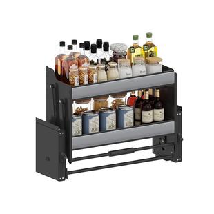 航艇厨房吊柜升降拉篮橱柜上下缓冲开门式调料调味下拉式吊柜拉篮