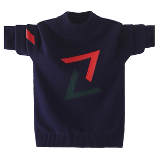 中大童毛衣纯棉半高领秋冬男孩毛衫男童加厚全棉打底衫学生针织衫