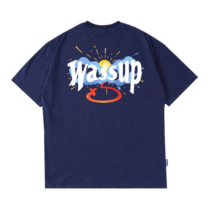 WASSUP日落云朵潮牌短袖T恤