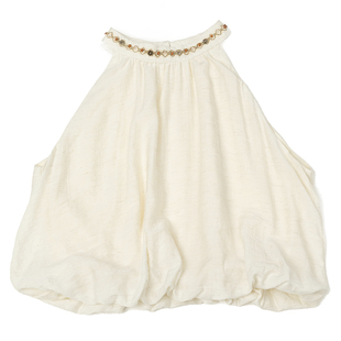 oo&vv法式挂脖2件套裙女2025夏新款度假风收腰透气亚麻半身裙