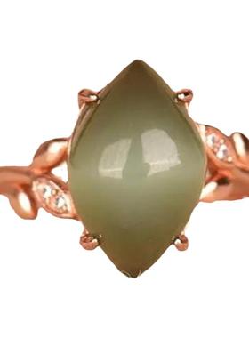 渐变猫眼日韩风彩银18k玫瑰金