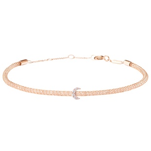 【新年礼物】DJULA茱蕊 星耀系列18K金镶钻月亮吊坠玫瑰金手链