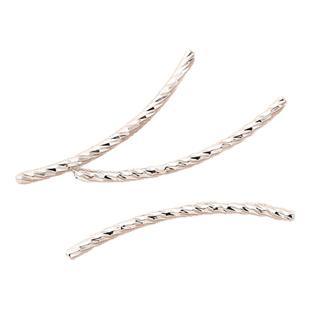 铜镀厚银高保批花弯管手工diy手链手串银色空心方管隔珠白金配件